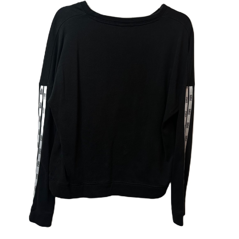 PINK Victoria Secret Black Logo Crewneck Sweatshirt Long Sleeve Size Medium - Picture 10 of 13